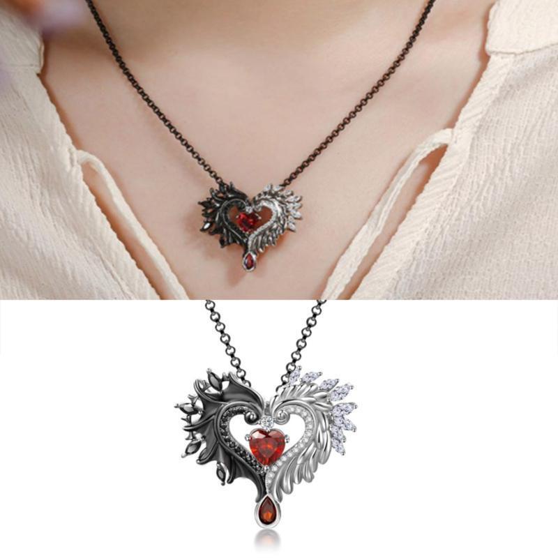 Wing Shaped Necklace Clavicle Chain Heart Pendant Choker Jewellery Gifts Girl