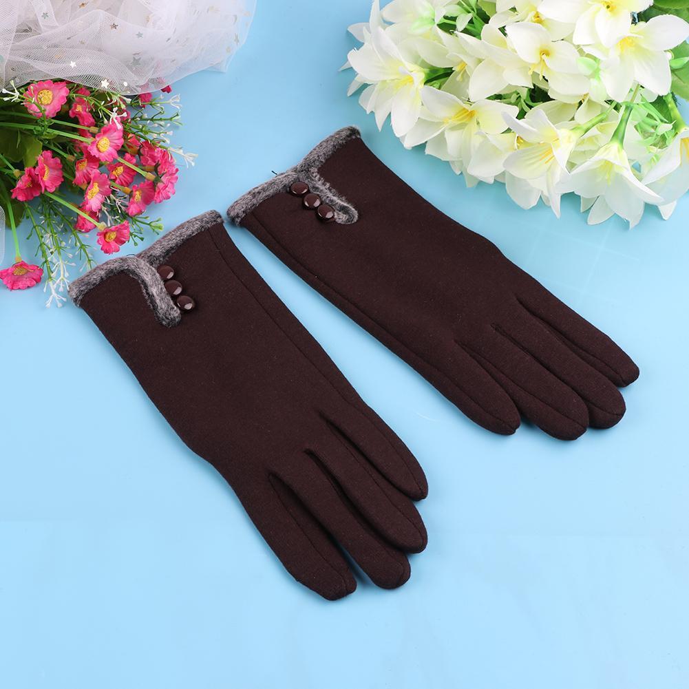 Fashion Women Screen Touch Guantes Winter Warm Casual Fleece Gloves (Coffee