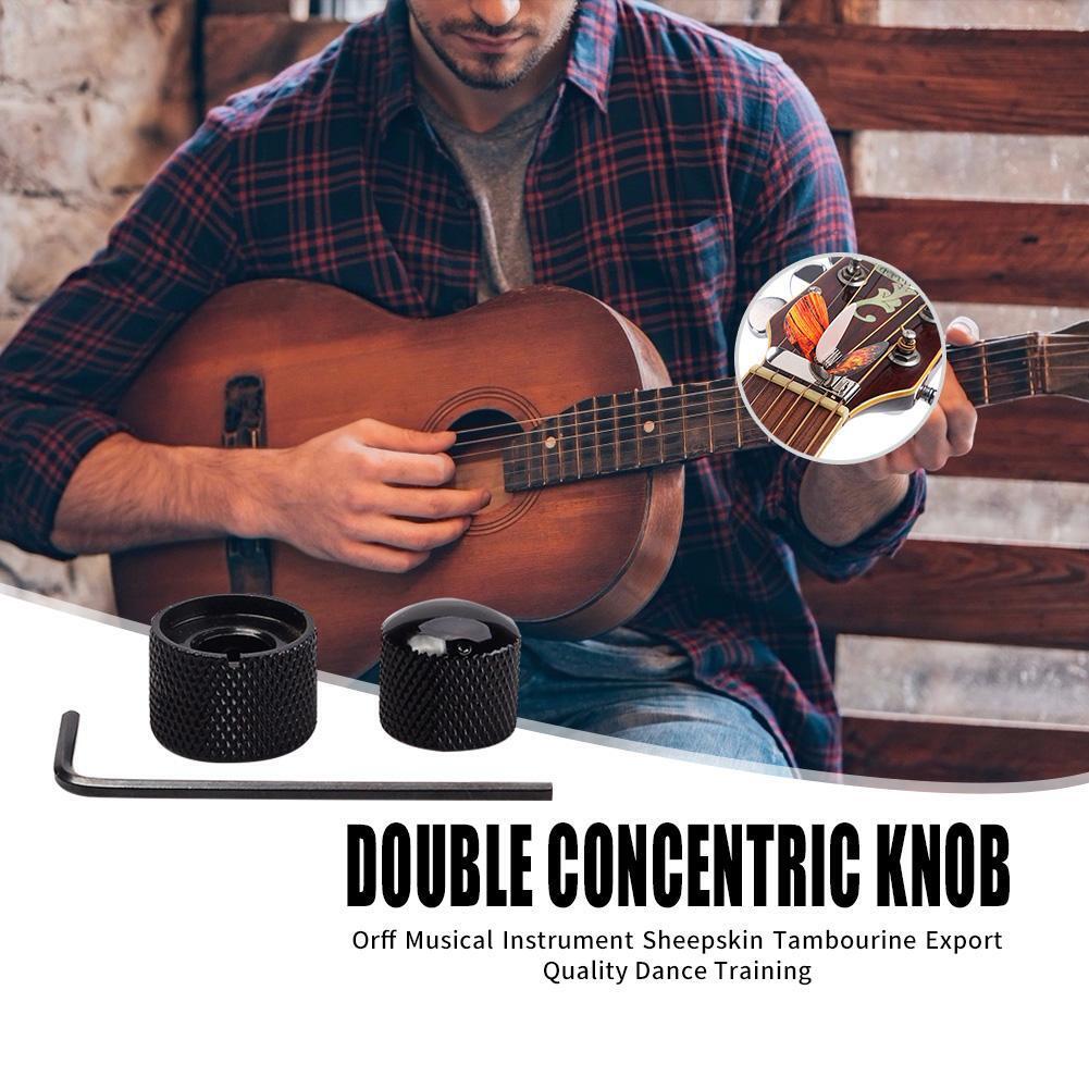 Concentric Dual Knob Dome Potentiometer Cap For Electric Guitar Tone Volume
