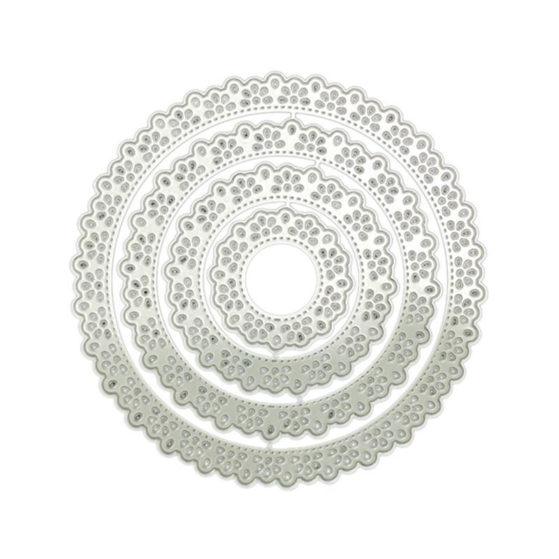 Laciness Embossing Die Cuts Nesting Cricle Cutting Dies 4'' for Gift Card Making