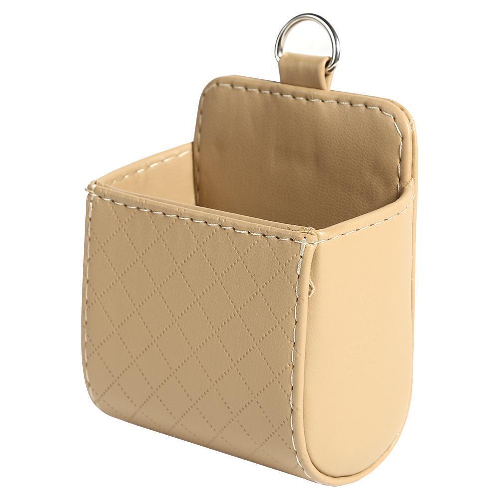 Auto Vent Outlet Trash Box Car Phone Holder Storage Bag Organizer (Beige)