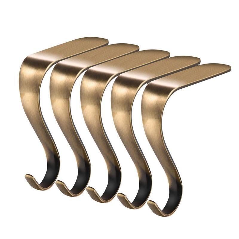 Metal Christmas Stocking Hanger Xmas Stocking Hanging Hooks Set of 5