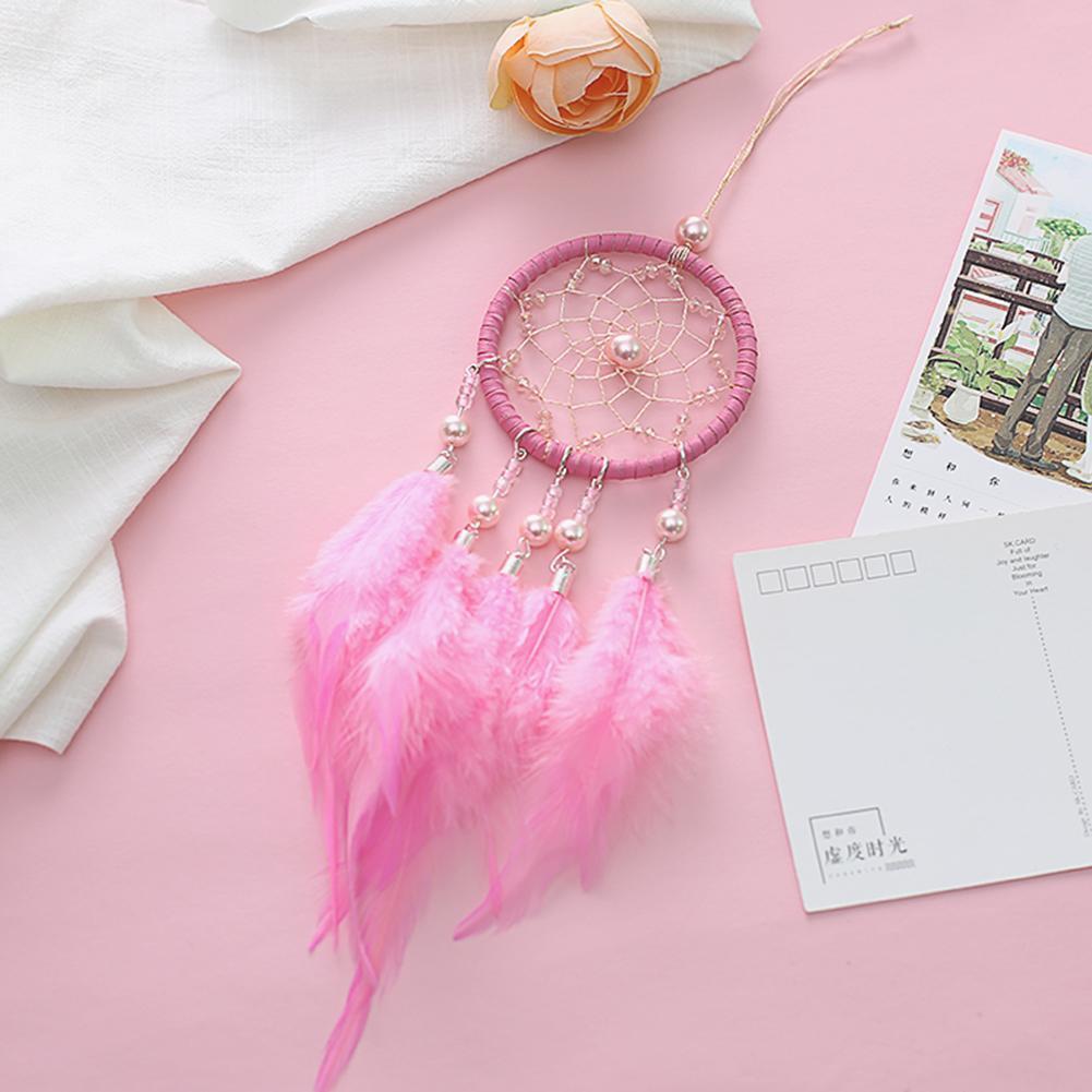 Handmade Dream Catcher with Feather Wall Car Home Hanging Decor White