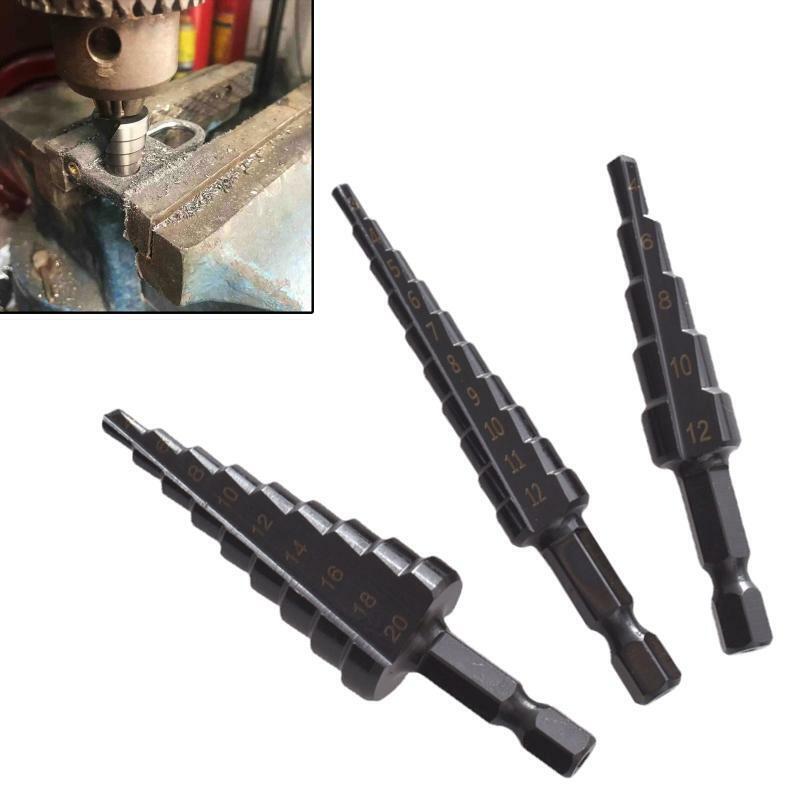 Step Drill Bit Set for Metal Hex Shank High Speed Steel Titanium Coated Drill