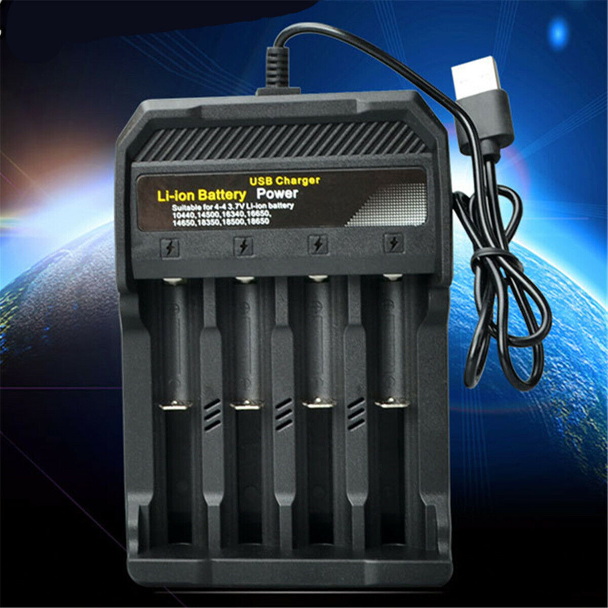 USB 4 Slots 4.2V Universal Rechargeable 18650 Li-ion Battery Smart Charger