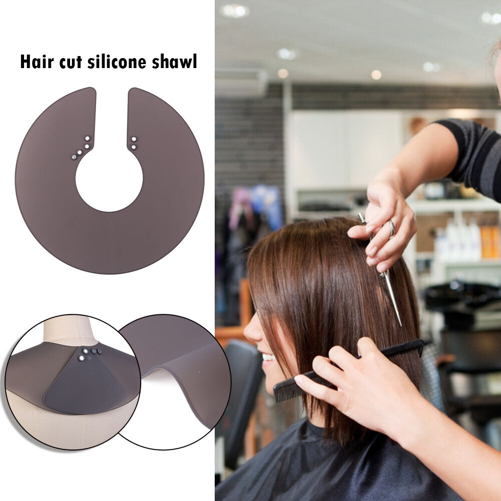 Haircut Shawl Neck Cape Silicone Neck Shield for Hair Coloring (Black)