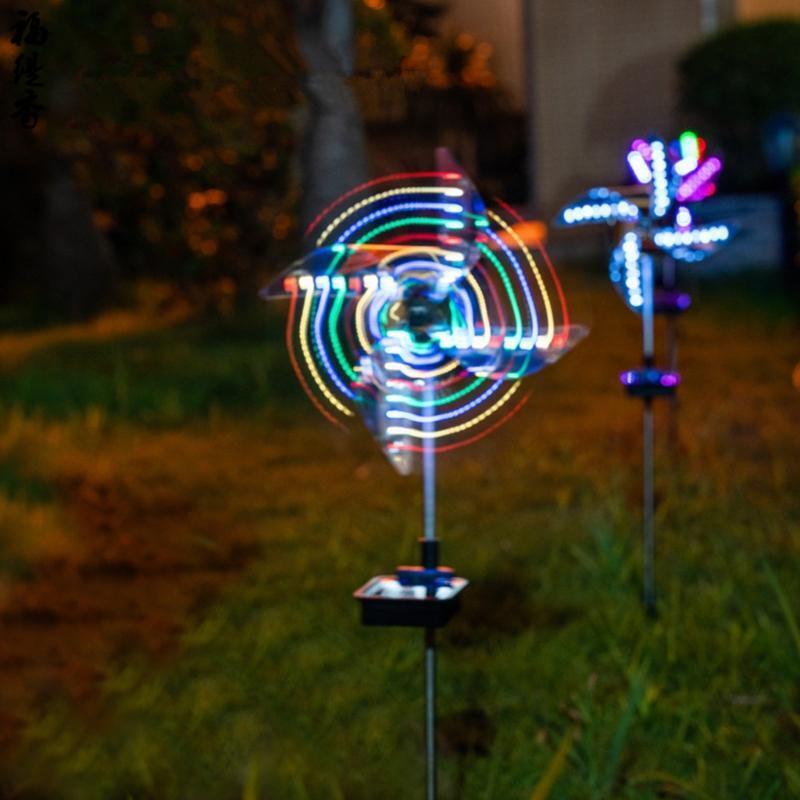 Four-Color Windmill Solar Lawn Light Outdoor Courtyard Garden Ground Plug Lamp