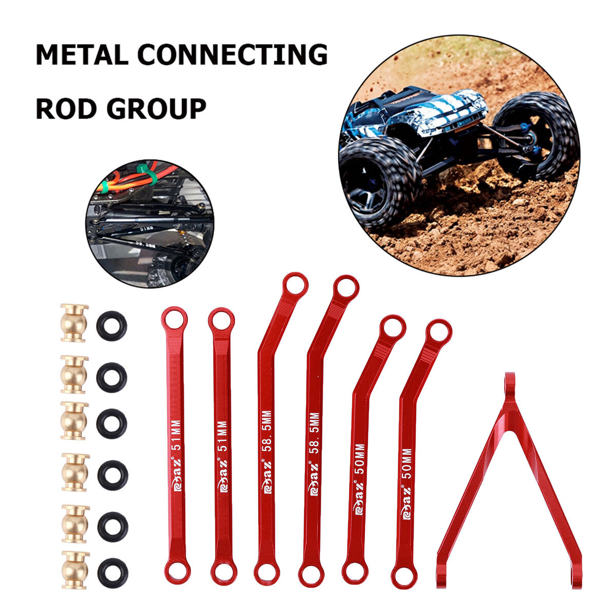 RC Car High Clearance Chassis Links Set for 1/24 Axial SCX24 B17 (Red)