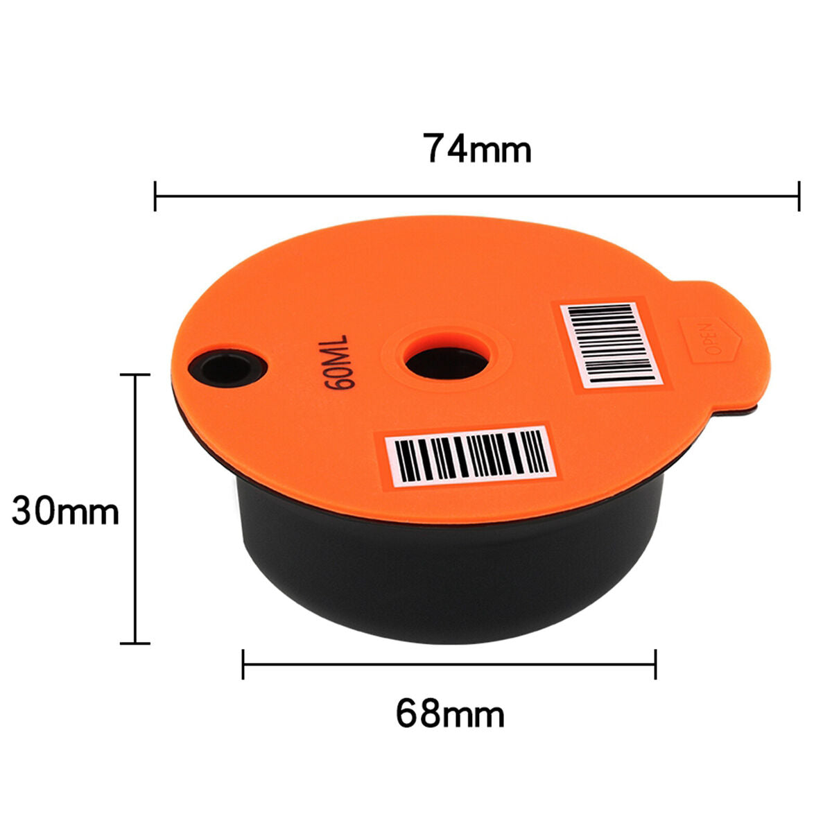 Reusable Coffee Capsule Pods Cups with Slicone Lid fit for Bosch Tassimo 60ml