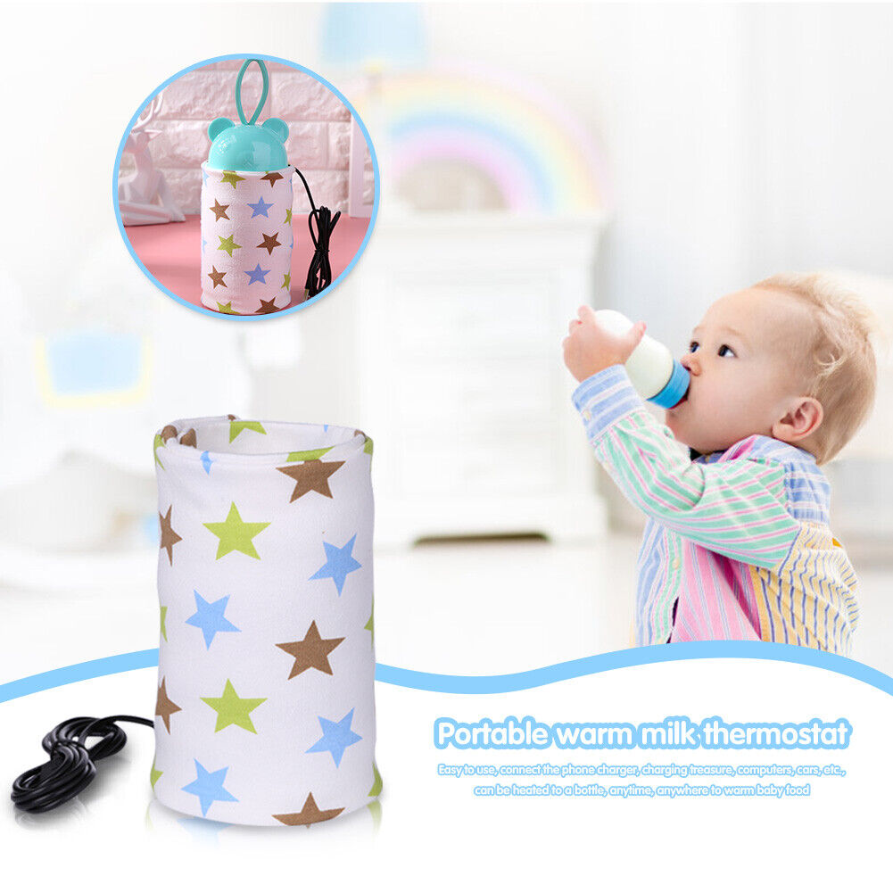 Baby Nursing Bottle Cover Warmer Heater USB Travel Cup Insulated Bag (B)