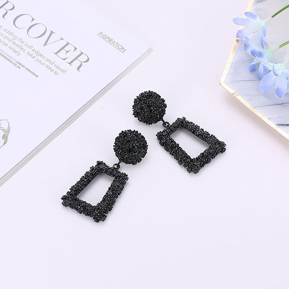Fashion Women Scrub Trapezoid Ear Stud Geometric Earrings Jewelry (Black)