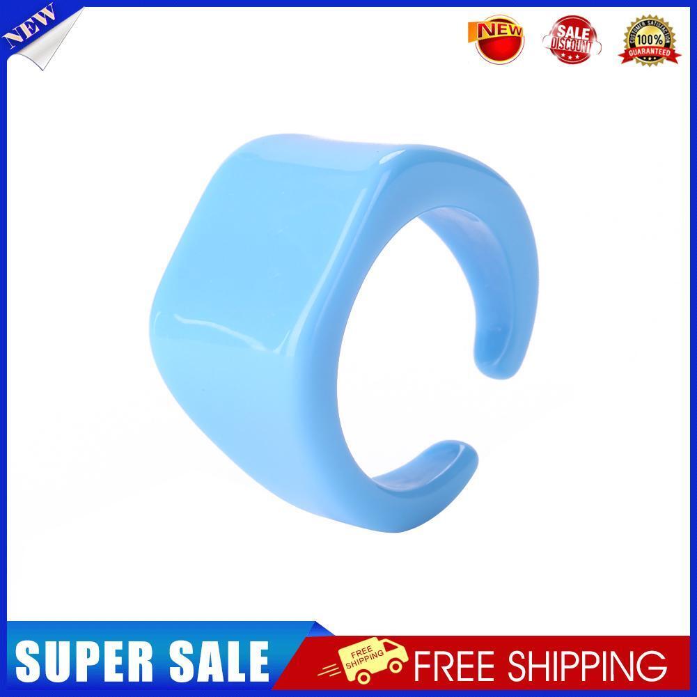 Color Oil Geometric Hand-painted Jelly Open Rings Women Party Jewelry (E)