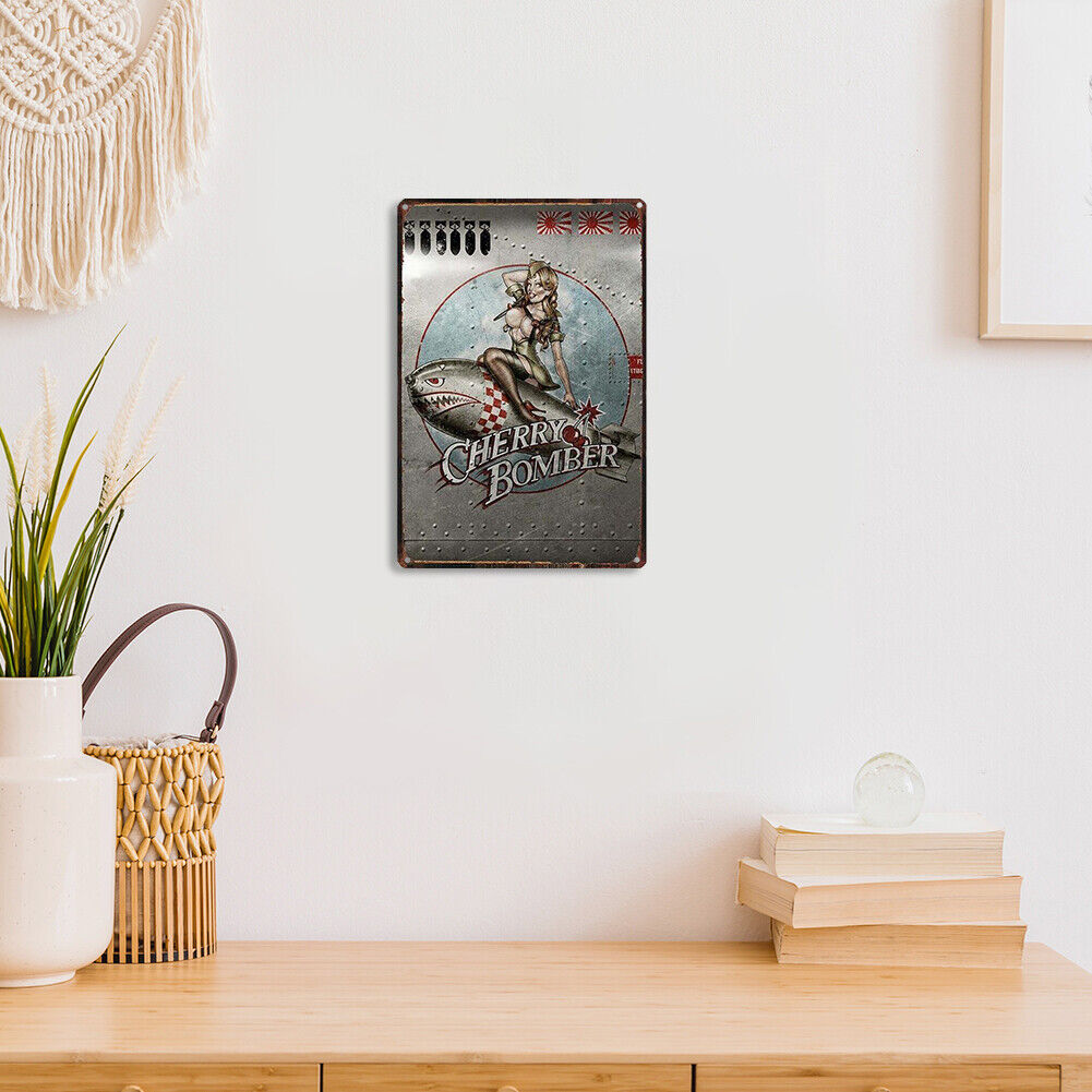 Cherry Bomber Metal Sign Plaque Wall Posters Home Art Painting Decorations