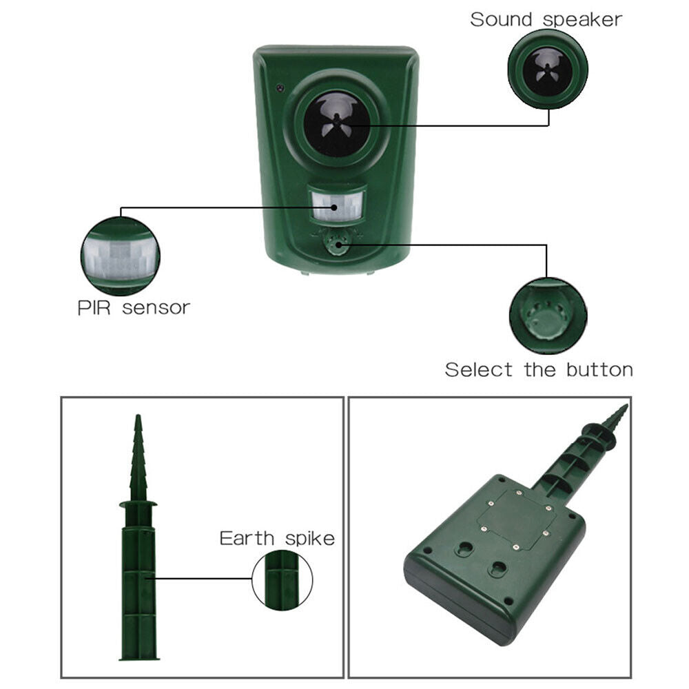 Dog Deterrent Ultrasonic Animal Repeller Bird Fox Scarer Outdoor Pest Repellent