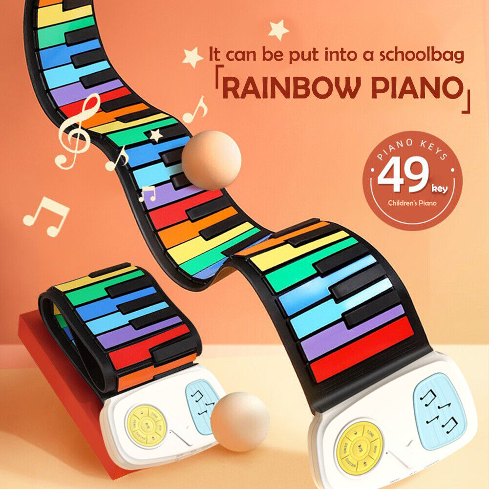 Portable 49 Keys Keyboard Silicone Roll-Up Piano Electronic Organ (White)