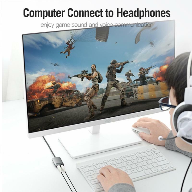 USB Sound Card Adapter External Audio Adapter Sound Card Converter 3.5mm AUX Mic