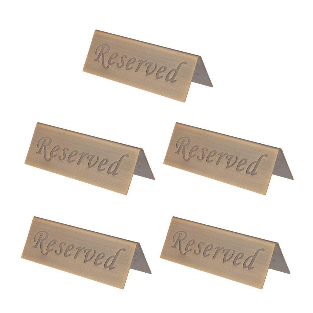 5  Reserved Desk Signs Card for Wedding Bronze 12x4cm Etched Design