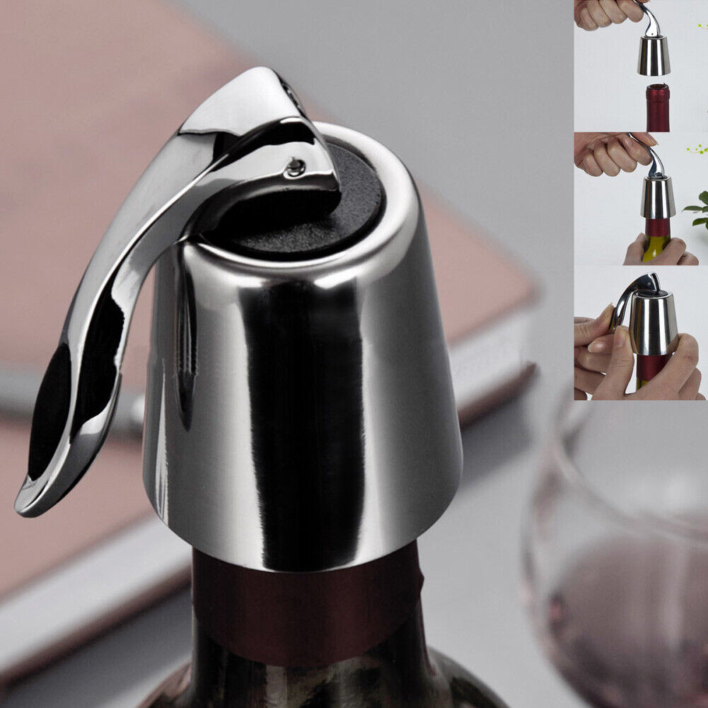Stainless Steel Reusable Vacuum Sealed Red Wine Bottle Stopper Cap Plug