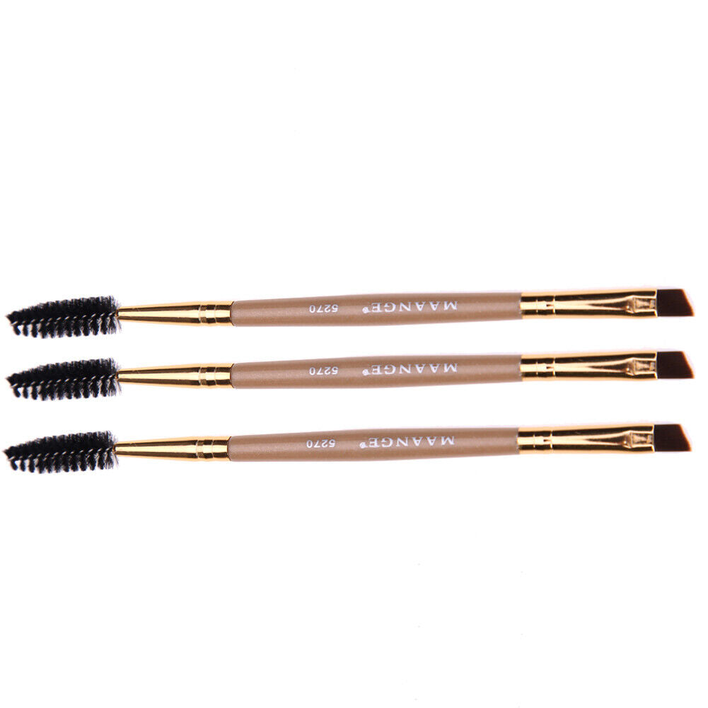 3pcs Double Head Eyebrow Brush Comb Eyeshadow Powder Eyeliner Makeup Brush