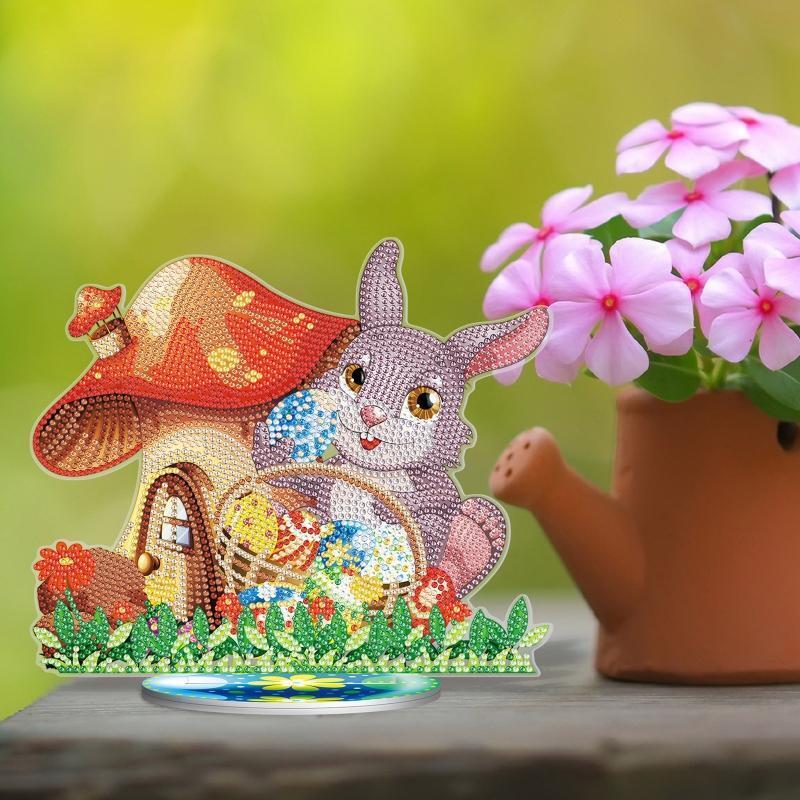 Easter Bunny Mushroom 5D Diamond Art Painting Ornaments DIY Desktop Decoration