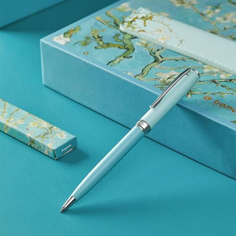Ballpoint Pen Kit Rotatable Metal Ballpoint Pens with PU Pouch 3 Extras Refills
