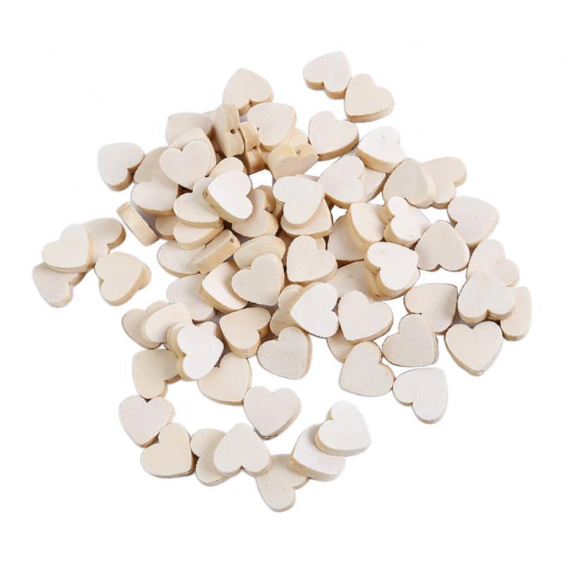 50Pcs Natural Wood Spacer Loose Beads Love Heart Charms DIY Jewelry Findings