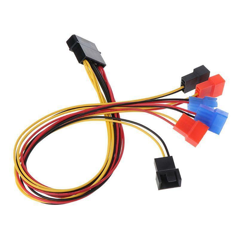 4-Pin IDE Molex To 6-Port Cooling Fan 2-Pin Splitter Power PC DIY Adapter Cable
