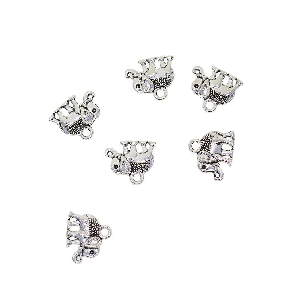50x Elephant Shape Alloy Pendants Charms for DIY Bracelet Necklace Earrings