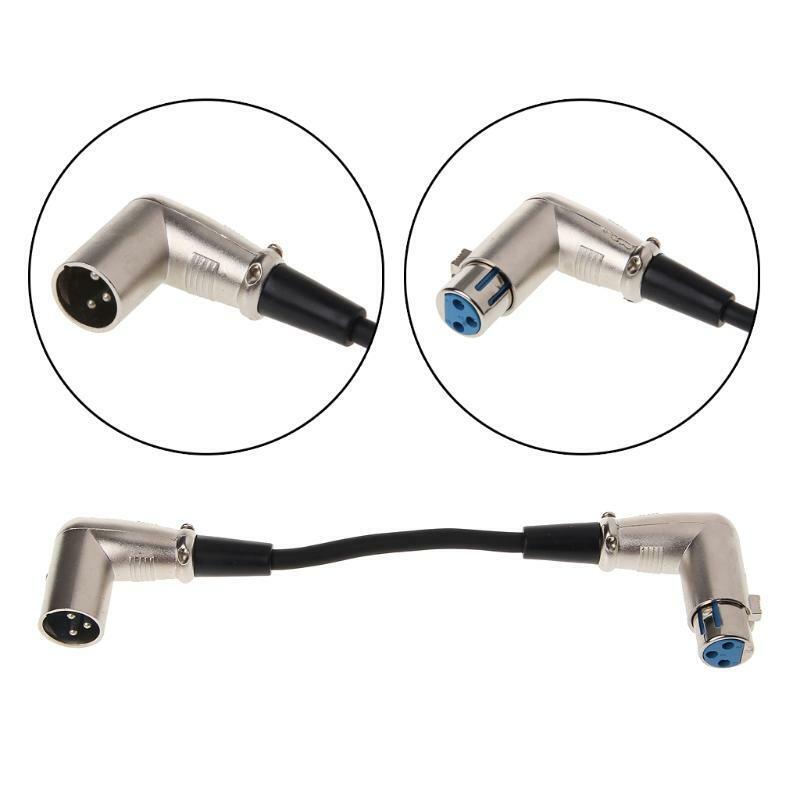 90 Degree Angled 3-Pin XLR Male To Female Audio Cable 0.2m For Microphone Mixer