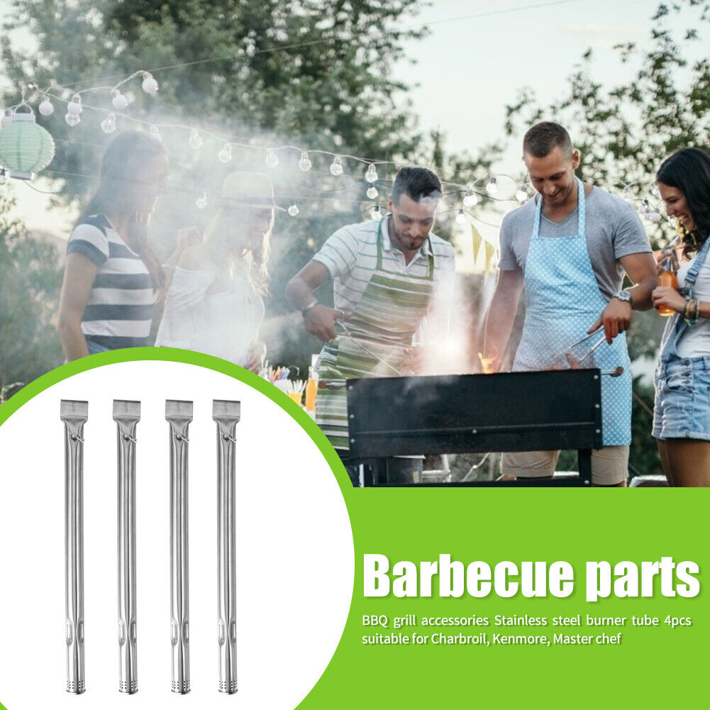 4x BBQ Gas Grill Tube Stainless Steel Barbecue Burners Replacement Pipes