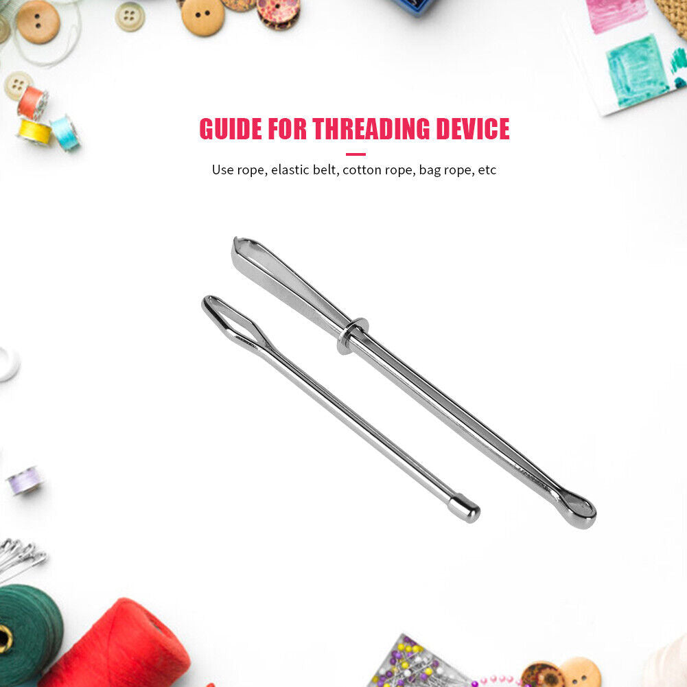 2pcs Stainless Steel Bodkin Wear Elastic Rope Threaders Guide Wearing Tools