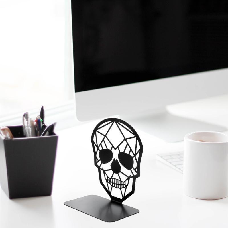 Stylish Black Metal Book Stopper Novelty Skeleton Bookend Decoration Ornemants