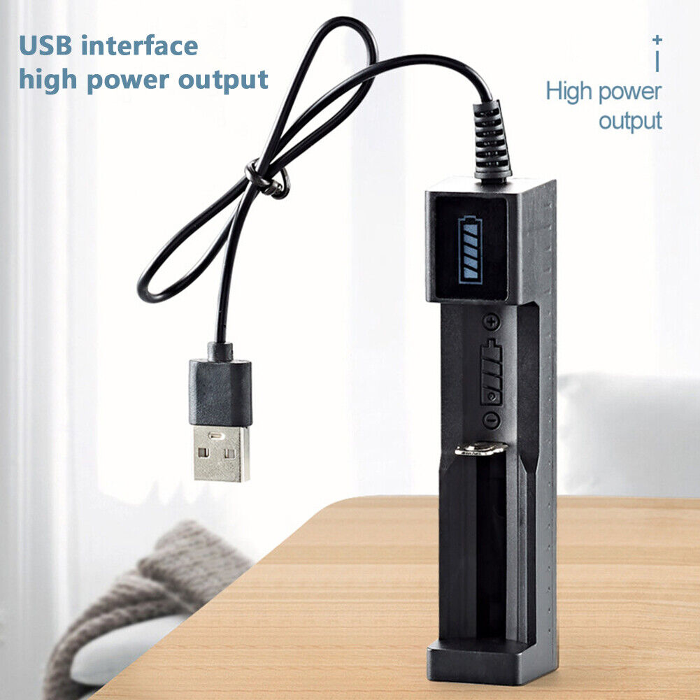1Slot Charger for 16340 14500 18650 26650 3.7V Rechargeable Lithium Battery