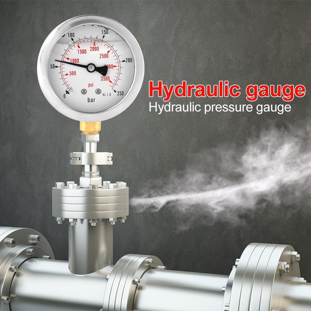 Metal Hydraulic Pressure Gauge Air Oil Water Pressure Manometer (0-250BAR)