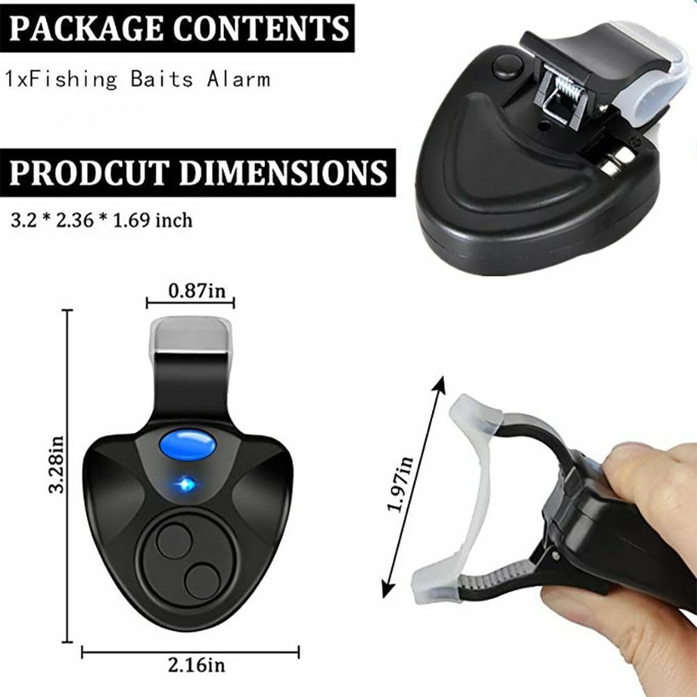 Portable LED Indicator Non-slip Fishing Alarm Siren Buzzer Bite Reminder