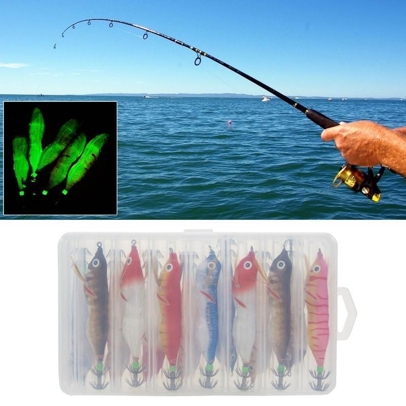 14Pcs Shrimps Squid Jigging Fishing Lure Cuttlefish Bait Wobbler For Sea Fishing