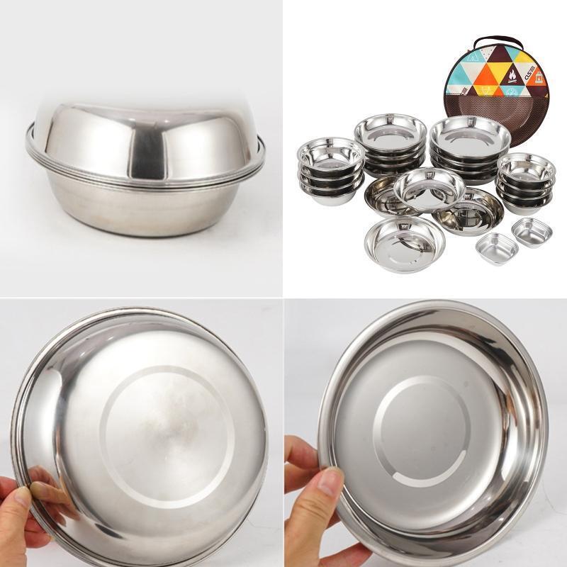 22 Pcs Camping Cookware Mess Kit Outdoor Cooking Cookset Camp Plates and Bowls