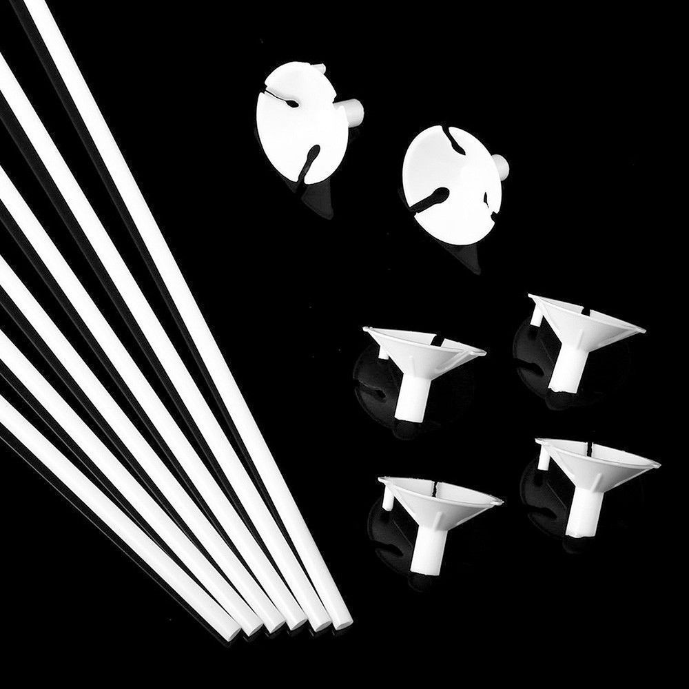 20Pcs White Balloon Sticks Holders with Cups for Wedding Party Decorations PVC