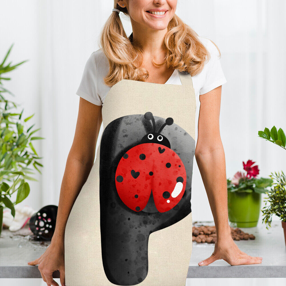 Insect P Print Apron Linen Waterproof Cooking Bibs Home Pinafore (68x55cm)