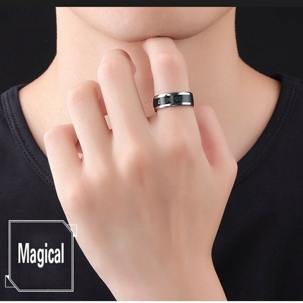 Mood Rings Thermometer Display Stainless Steel Temperature Measurement Ring