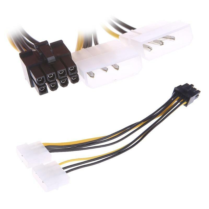 Video Card Pci-e ATX PSU Power Supply -  2x 4-Pin Molex to PCIe Adapter Cable