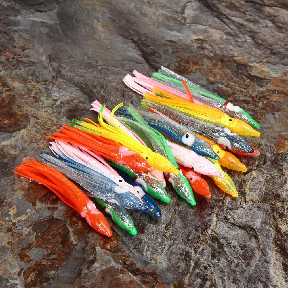 20pcs 4.5in Hoochie Squid Skirt Octopus Saltwater Fishing Lure Mix Color 8