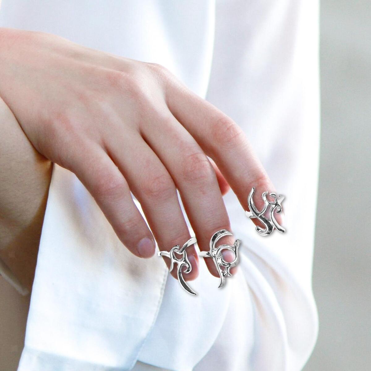 3x Fingernail Opening Rings Fashion Nail Decoration for  Party Gift