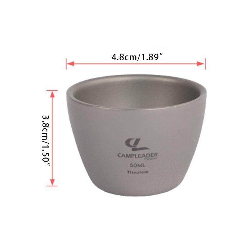 Outdoor Camping 50ml Titanium Wine Water Tea Cup Double-Wall Sake Whiskey Mug