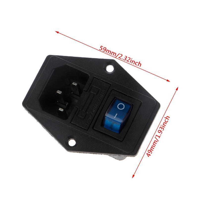 10A 250V Inlet Module Plug Fuse Switch Male Power Socket 3 Pin On/Off