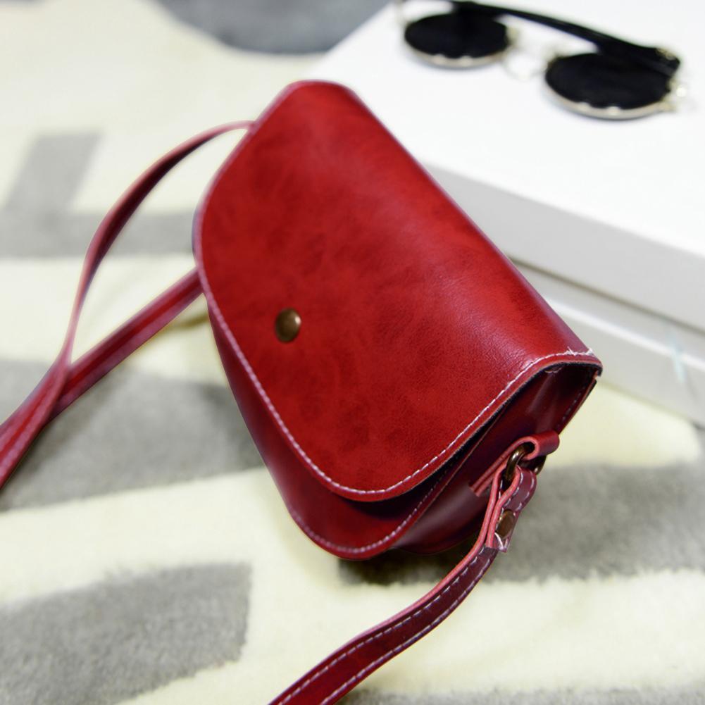 Casual Women Messenger Bags Crossbody Leather Mini Shoulder Handbags (Red)