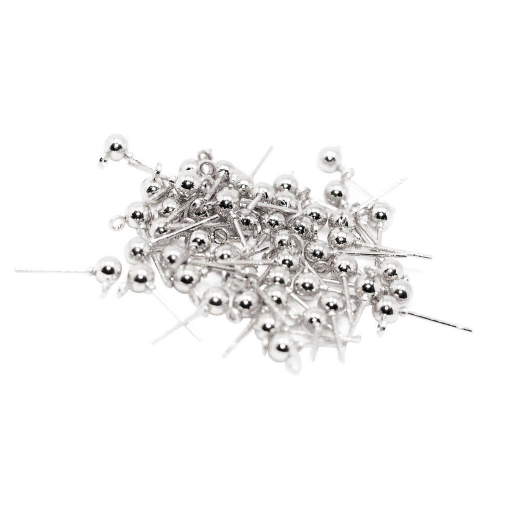 200x Ear Pin Studs with Loop Earring Post Findings DIY Crafts Accessories