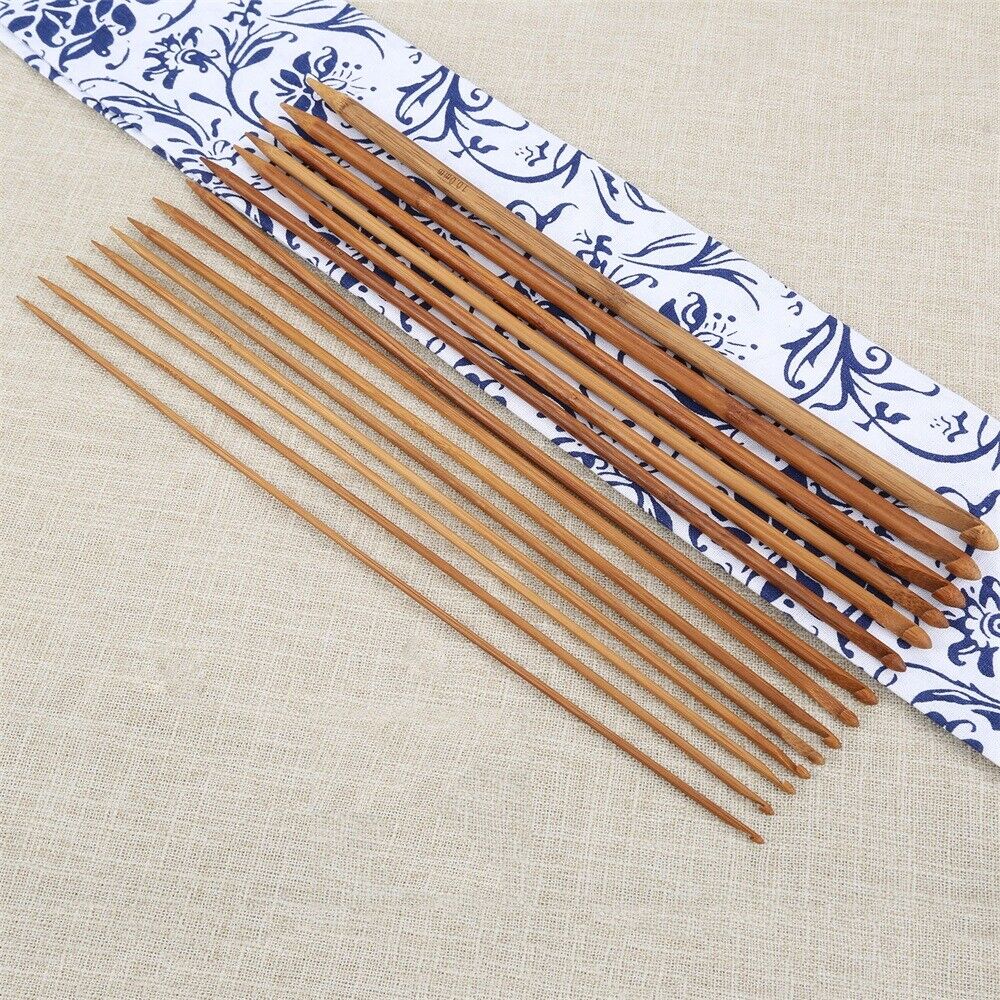 35cm Bamboo Carbonized Magic Afghan Crochet Hooks Double Tips Knitting Needles