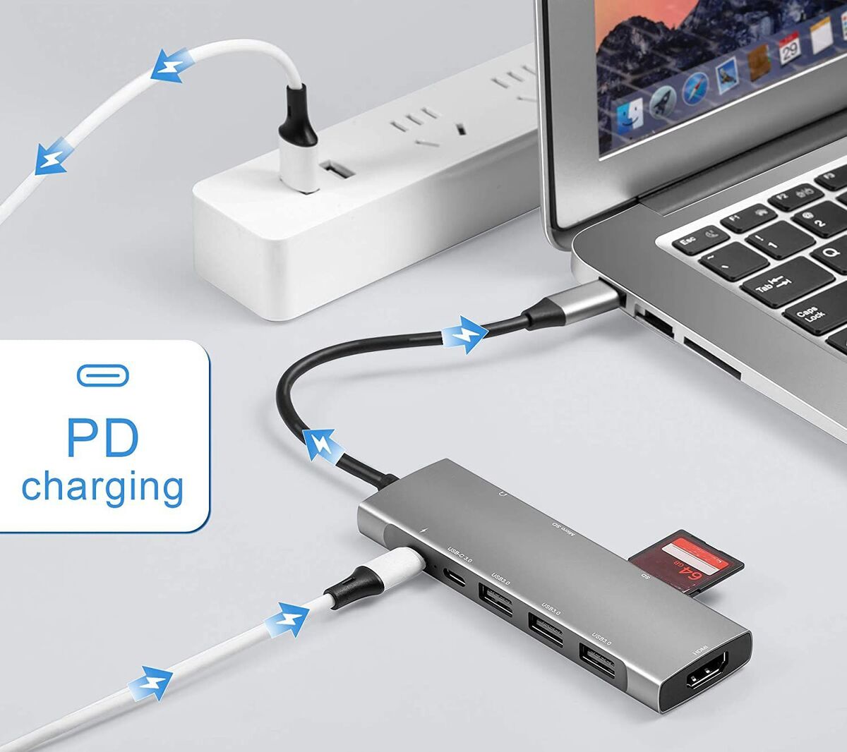 Expander Audio VGA USB3.0 4K HDMI 9 in 1 Adapter USB Type C Hub PD Charging