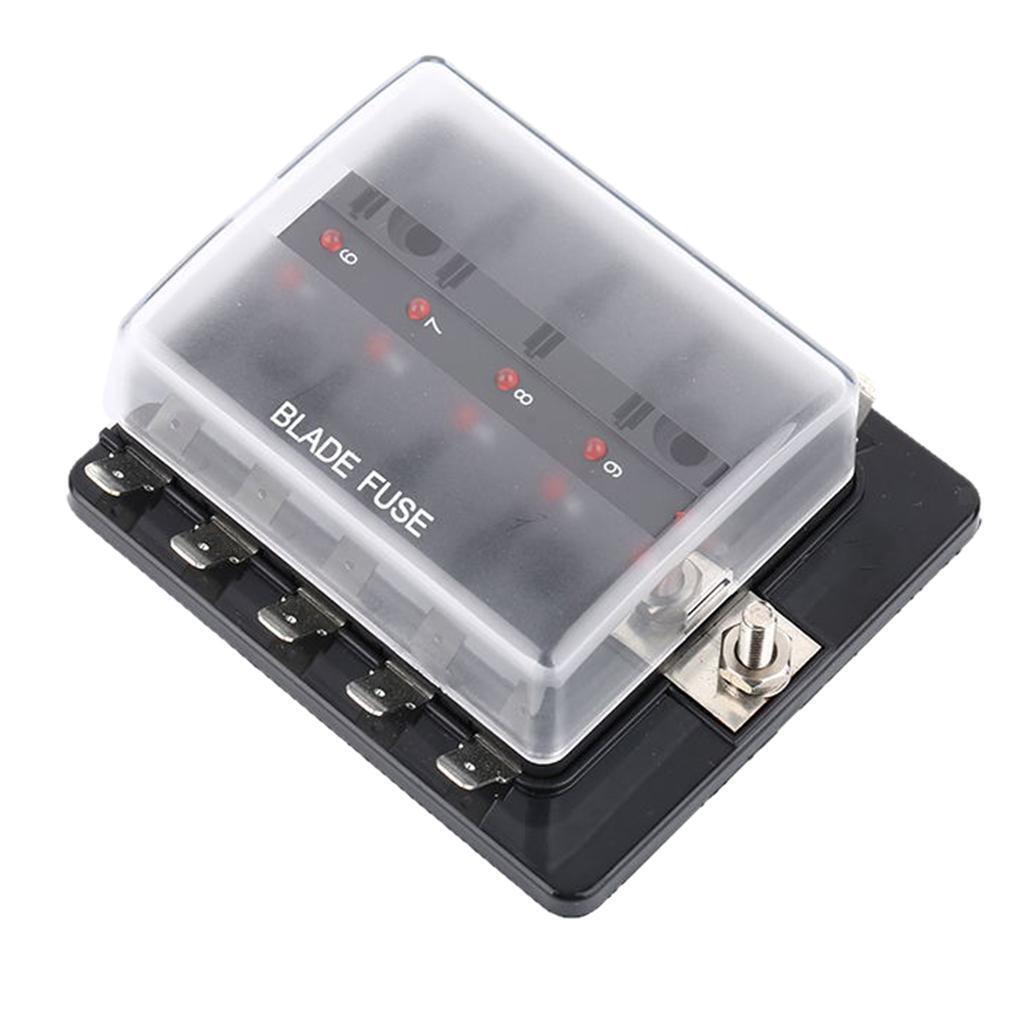 Fuse Box Blade Fuse Block Holder LED Indicator Waterpoof Cover for Automotive